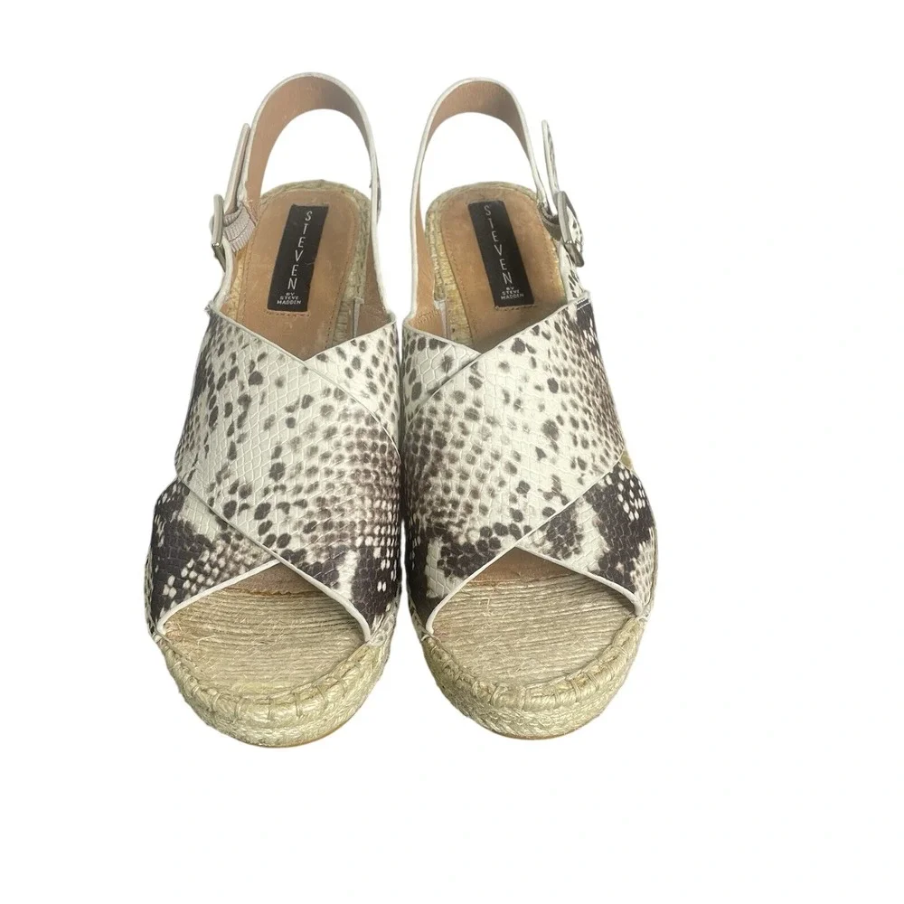 Steve Madden Steven Stelarr 9.5 Slingback Snake Print Wedge Open Toe Espadrille‎